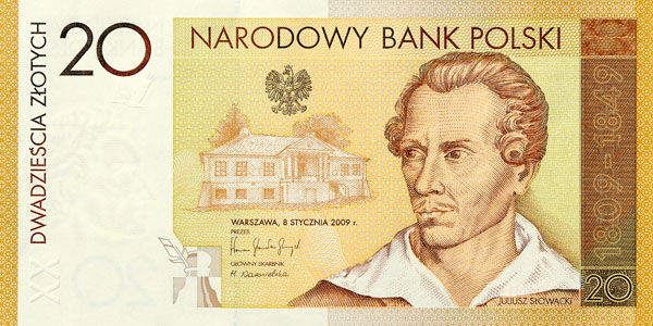 20 zł - banknot kolekcjonerski - Juliusz Słowacki