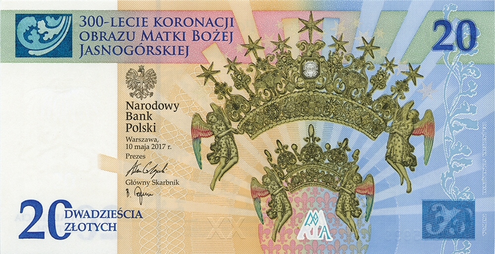 20 zł - banknot kolekcjonerski - 300 Lecie Koronacji Obrazu Matki Bożej Jasnogórskiej