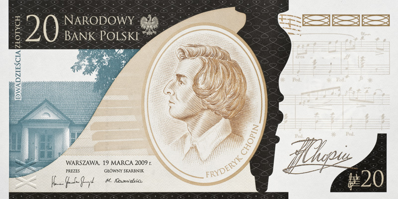 20 zł - banknot kolekcjonerski - Fryderyk Chopin